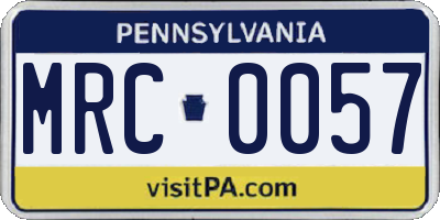 PA license plate MRC0057
