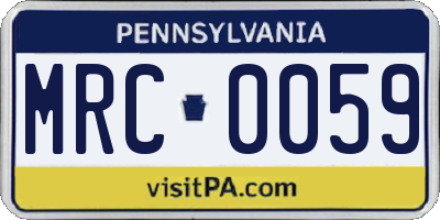 PA license plate MRC0059