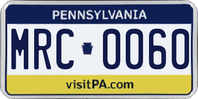 PA license plate MRC0060