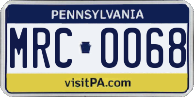 PA license plate MRC0068