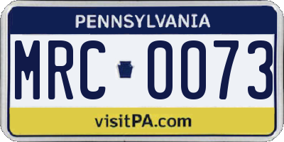PA license plate MRC0073