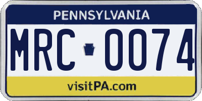 PA license plate MRC0074