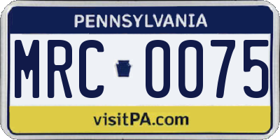 PA license plate MRC0075