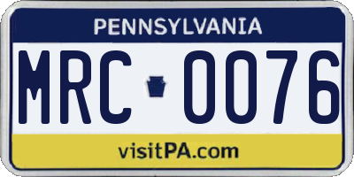 PA license plate MRC0076