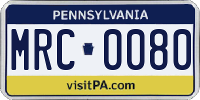 PA license plate MRC0080