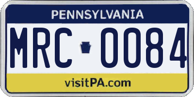 PA license plate MRC0084