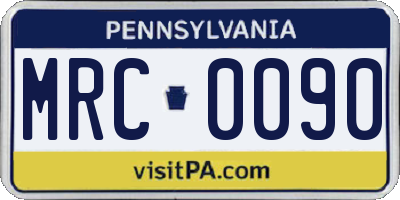 PA license plate MRC0090