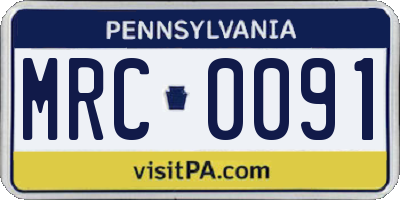 PA license plate MRC0091