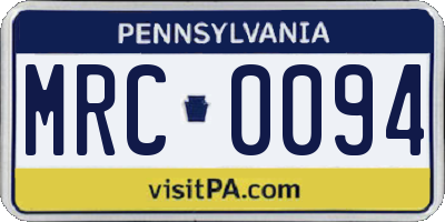 PA license plate MRC0094
