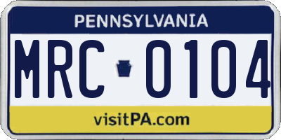 PA license plate MRC0104