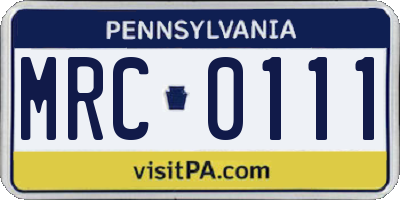 PA license plate MRC0111