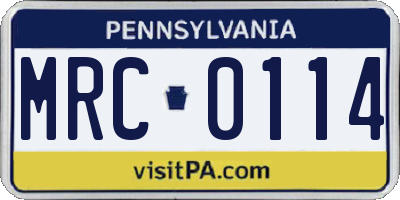 PA license plate MRC0114