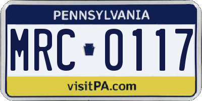 PA license plate MRC0117