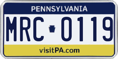PA license plate MRC0119