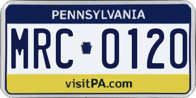 PA license plate MRC0120