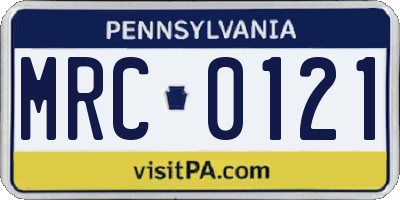 PA license plate MRC0121