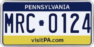 PA license plate MRC0124