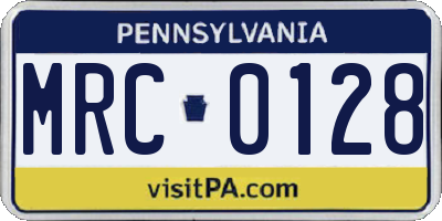 PA license plate MRC0128