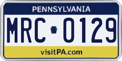 PA license plate MRC0129