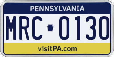 PA license plate MRC0130