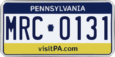 PA license plate MRC0131