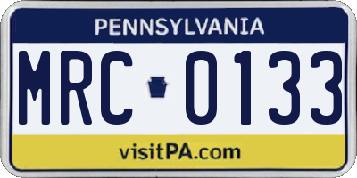 PA license plate MRC0133