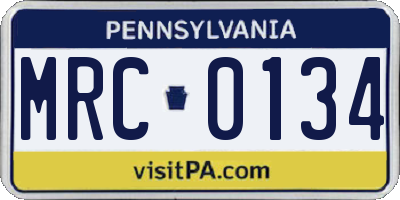 PA license plate MRC0134