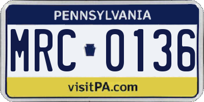 PA license plate MRC0136