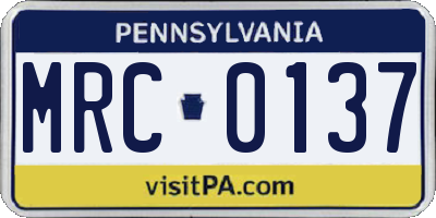 PA license plate MRC0137