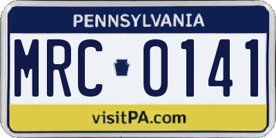 PA license plate MRC0141