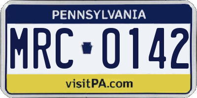 PA license plate MRC0142