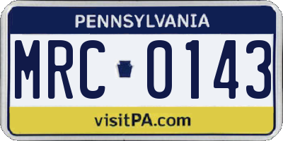 PA license plate MRC0143