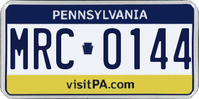 PA license plate MRC0144
