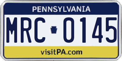 PA license plate MRC0145