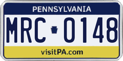 PA license plate MRC0148