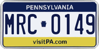 PA license plate MRC0149