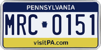PA license plate MRC0151