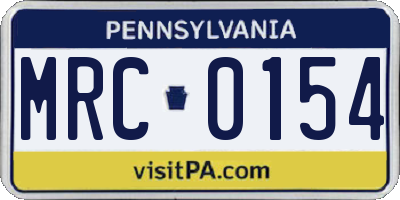 PA license plate MRC0154
