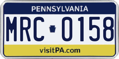 PA license plate MRC0158