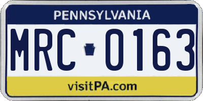 PA license plate MRC0163