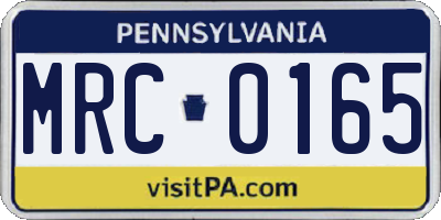 PA license plate MRC0165