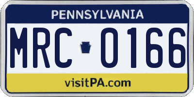 PA license plate MRC0166