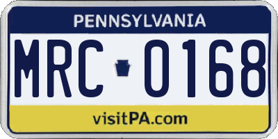 PA license plate MRC0168