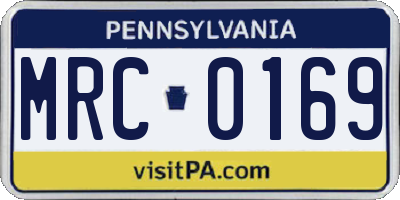 PA license plate MRC0169