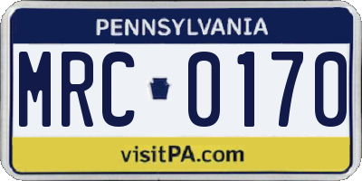 PA license plate MRC0170