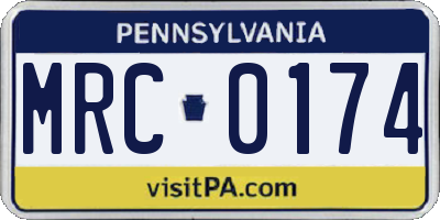 PA license plate MRC0174