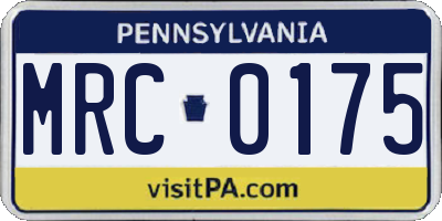 PA license plate MRC0175
