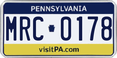PA license plate MRC0178
