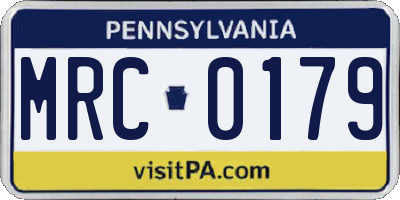 PA license plate MRC0179