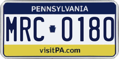 PA license plate MRC0180
